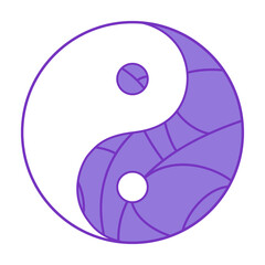 Yin and Yang. Religious symbol. Religion. Hand drawn circle sign on isolated background. Colorful illustration