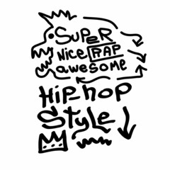 Many graffiti tags on a white background. Vector art.