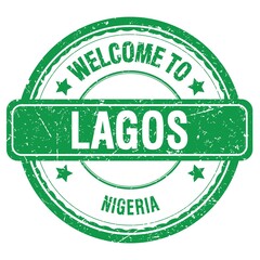 Obraz premium WELCOME TO LAGOS - NIGERIA, words written on green stamp