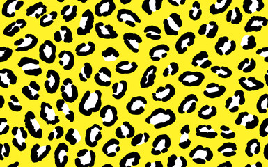 Abstract modern leopard seamless pattern. Animals trendy background. Yellow and black decorative vector stock illustration for print, card, postcard, fabric, textile. Modern ornament of stylized skin