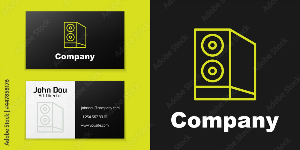 Poster logotype line case of computer icon isolated on black background. computer server. workstation. logo
