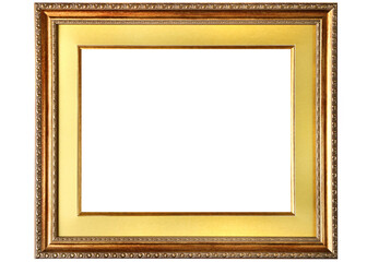 Wooden frame of golden color for paintings and photographs.