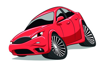 Cartoon red sport car isolated on white background. Isolate.