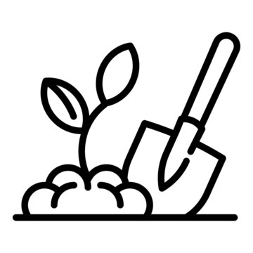 Hand garden shovel icon. Outline hand garden shovel vector icon for web design isolated on white background