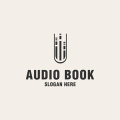 Audio book logo template on monogram style