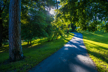 path in the park in the city of salzburg kurgarten