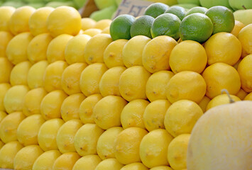 Limes and Yellow lemons background and pattern