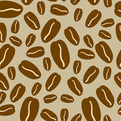 Brown coffee beans poster isolated on grey background.