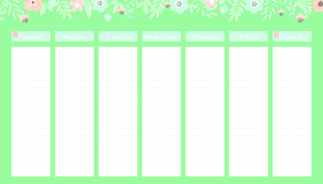 Weekly planner template. Ready to fill in schedule. Floral vector planner. - Powered by Adobe