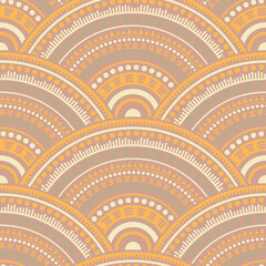 Ethnic circle shapes seamless geometric pattern. © SunwArt