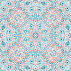 Turkish ethnic geometric vector seamless ornament. Batik patchwork design. Cute oriental pattern. Wall print design. Circles and lines elements texture.