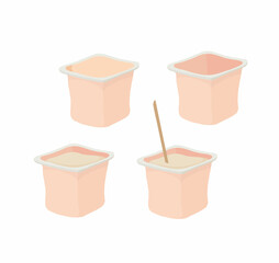 An open jar of yogurt for breakfast. Full-color vector illustration on a white background.