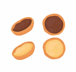 Sponge cookies with filling. Full-color vector illustration on a white background.
