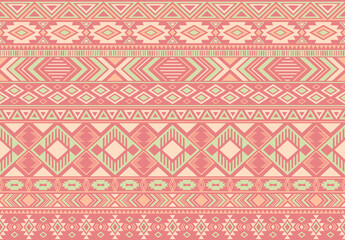 Ikat pattern tribal ethnic motifs geometric seamless vector background. Modern boho tribal motifs clothing fabric textile print traditional design with triangle and rhombus shapes.