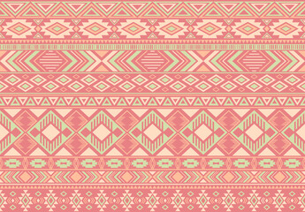 Ikat pattern tribal ethnic motifs geometric seamless vector background. Modern boho tribal motifs clothing fabric textile print traditional design with triangle and rhombus shapes.