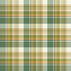 Seamless pattern in discreet green, beige and light orange colors for plaid, fabric, textile, clothes, tablecloth and other things. Vector image.