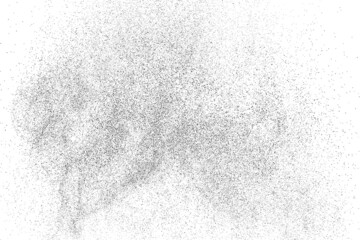 Distressed black texture. Dark grainy texture on white background. Dust overlay textured. Grain noise particles. Rusted white effect. Grunge design elements. Vector illustration, EPS 10.
