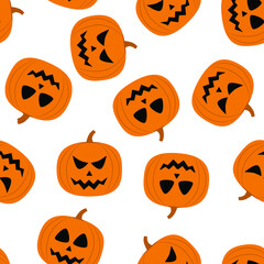 Halloween pumpkins. Seamless pattern tile.