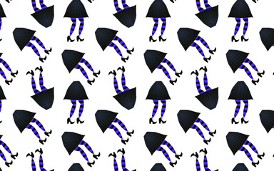 Tile pattern background with witch skirts and legs. Banner. Halloween.