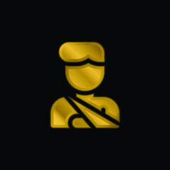 Accident gold plated metalic icon or logo vector