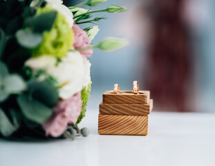 Gold wedding rings in a box