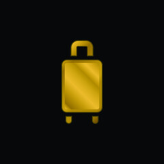 Baggage gold plated metalic icon or logo vector