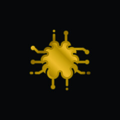 Artificial Intelligence gold plated metalic icon or logo vector