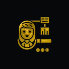 Audience gold plated metalic icon or logo vector