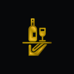 Bar Service gold plated metalic icon or logo vector