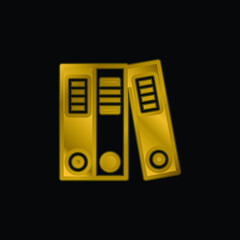 Archive gold plated metalic icon or logo vector