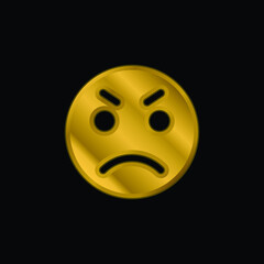 Anger gold plated metalic icon or logo vector
