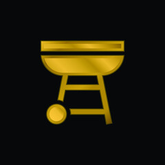 Barbecue gold plated metalic icon or logo vector