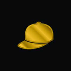 Baseball Cap gold plated metalic icon or logo vector