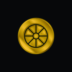 Obraz premium Alloy Wheel gold plated metalic icon or logo vector