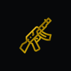 Assault Rifle gold plated metalic icon or logo vector