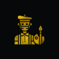 Artist gold plated metalic icon or logo vector