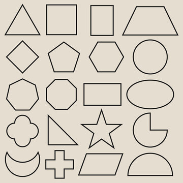 Basic Geometric Shapes Outline Vector Collection