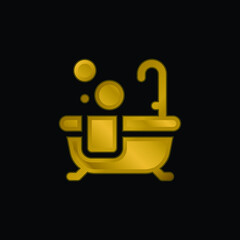 Bath gold plated metalic icon or logo vector