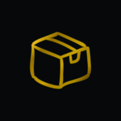Archive Box Outlined Hand Drawn Tool gold plated metalic icon or logo vector