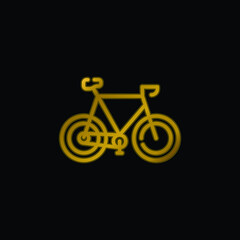 Fototapeta na wymiar Bicycle gold plated metalic icon or logo vector
