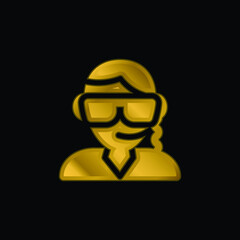 Bodyguard gold plated metalic icon or logo vector