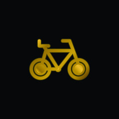 Bike gold plated metalic icon or logo vector