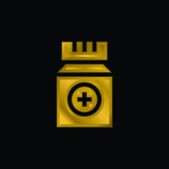 Bottle gold plated metalic icon or logo vector