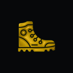 Boot gold plated metalic icon or logo vector