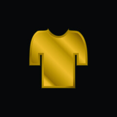 Black T Shirt gold plated metalic icon or logo vector