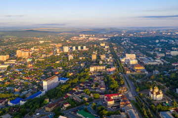 Obraz premium Aerial view of Pyatigorsk at sunrise. Stavropol Krai, Caucasus, Russia.
