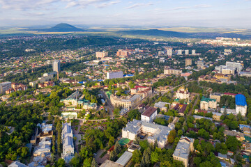 Aerial view of Pyatigorsk on sunny summer day. Stavropol Krai, Caucasus, Russia.