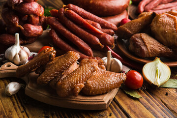 many types of sausages and salami