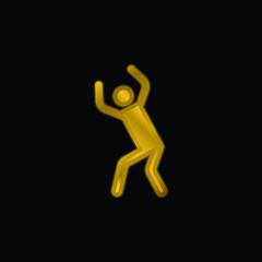 Angry Silhouette gold plated metalic icon or logo vector