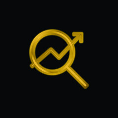 Analytics gold plated metalic icon or logo vector